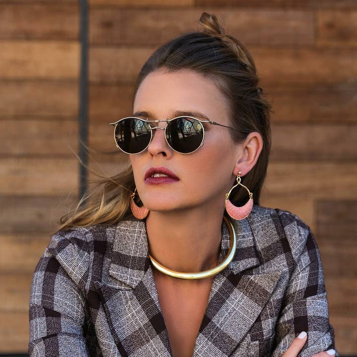 HALF MOON PYTHON EARRINGS for wholesale by Avenue Chic