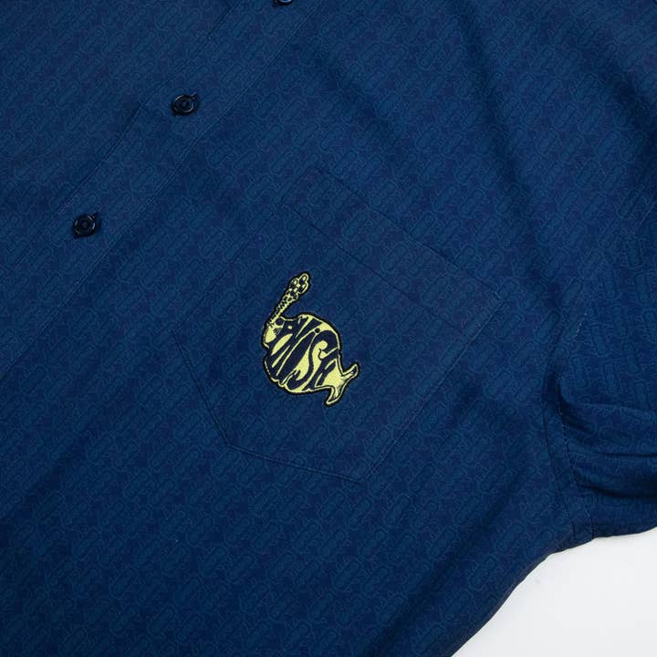 Section 119 - Wholesale Button Down Shirt - Men's - Phish | Relaxed Short Sleeve Button Down | Traffic Donut Yellow Navy1