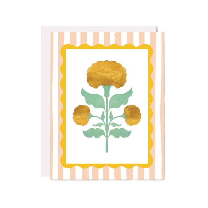 Ula Bloom - Wholesale Everyday Greeting Card - Mini Marigold Block Print Card