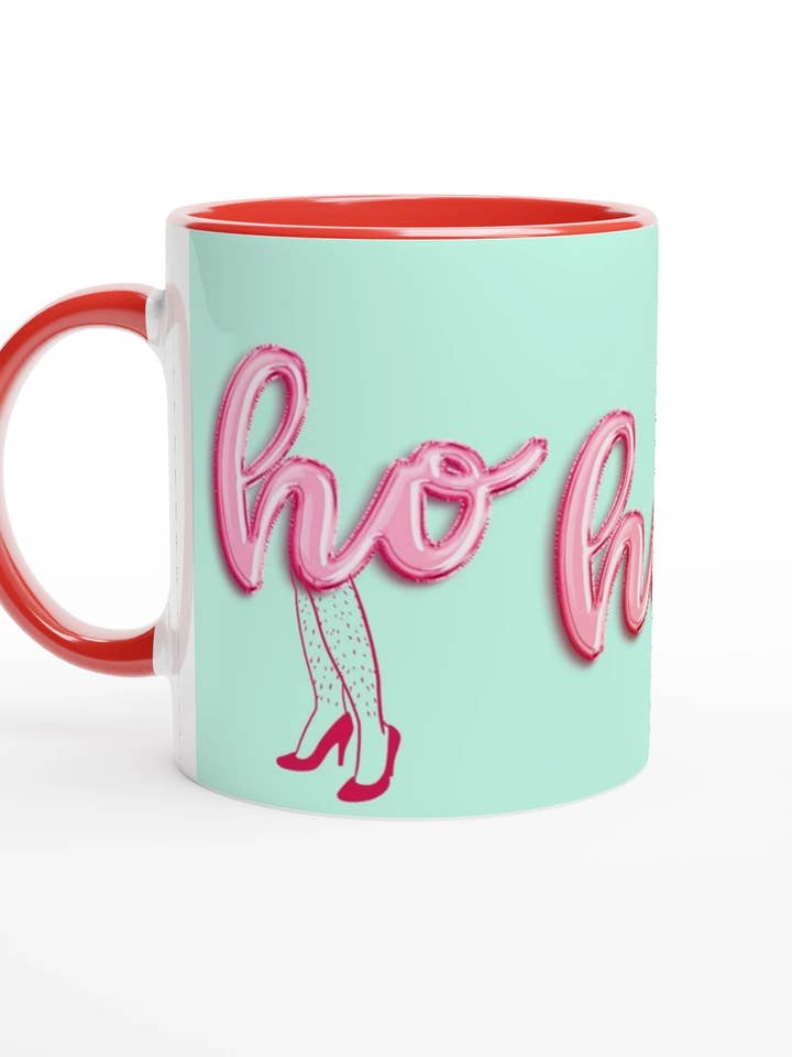 White 11oz Ceramic Mug with Color Inside Ceramic Red for wholesale by Golly Gee Press