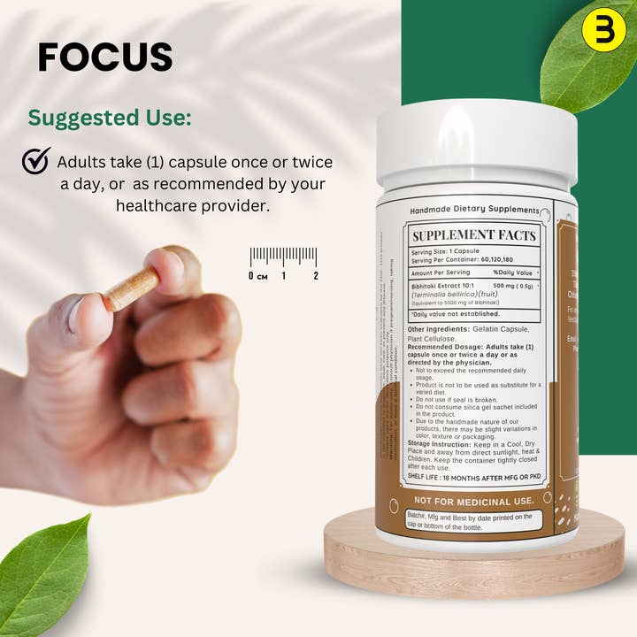 Bloofah - Wholesale Voedingssupplement/vitamine - Bloofah Bibhitaki Capsules 500mg | 100% Natuurlijk Bibhitaki (Terminalia bellirica) Vruchtenpoeder Extract 10:1 Per Portie 5000mg | Glutenvrije & Non-GMO Formule voor Algehele Gezondheid en Welzijn