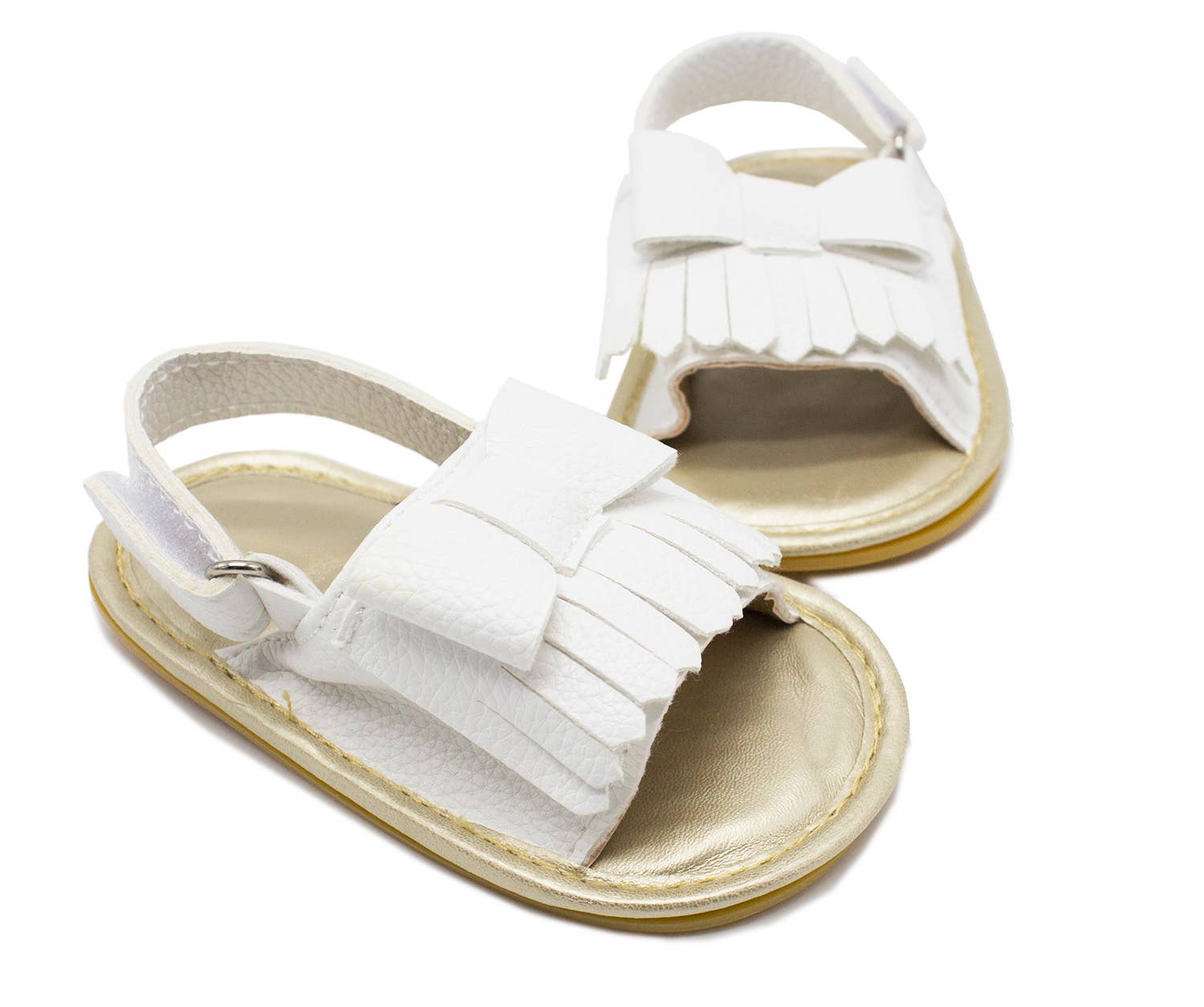 Fennco Styles - Wholesale Sandals - Baby - White Tassel Leatherette Baby Sandal Crib Shoes