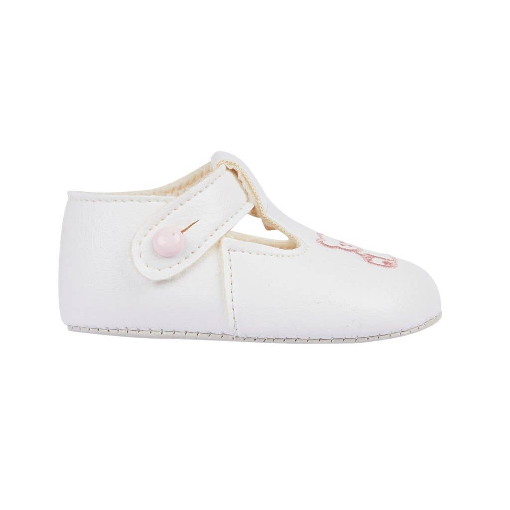 Early Days & Baypods - Wholesale Crib Shoes - Baby - B117 Soft sole baby shoes button T-bar with Teddy embroidery6