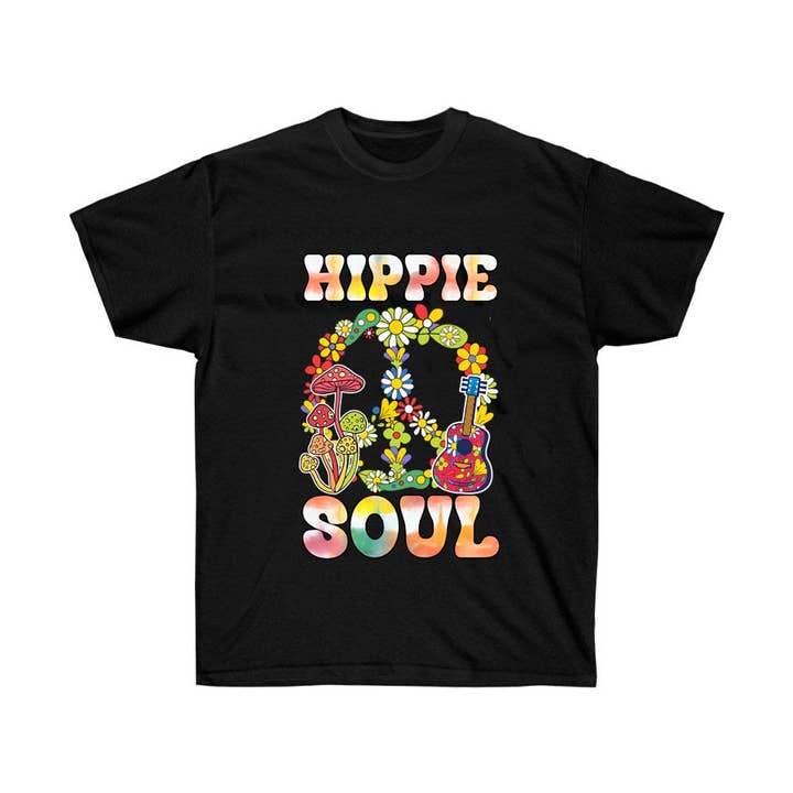 T-shirt floral Hippie Soul Peace Sign pour la vente par Luluizy Designs Co.