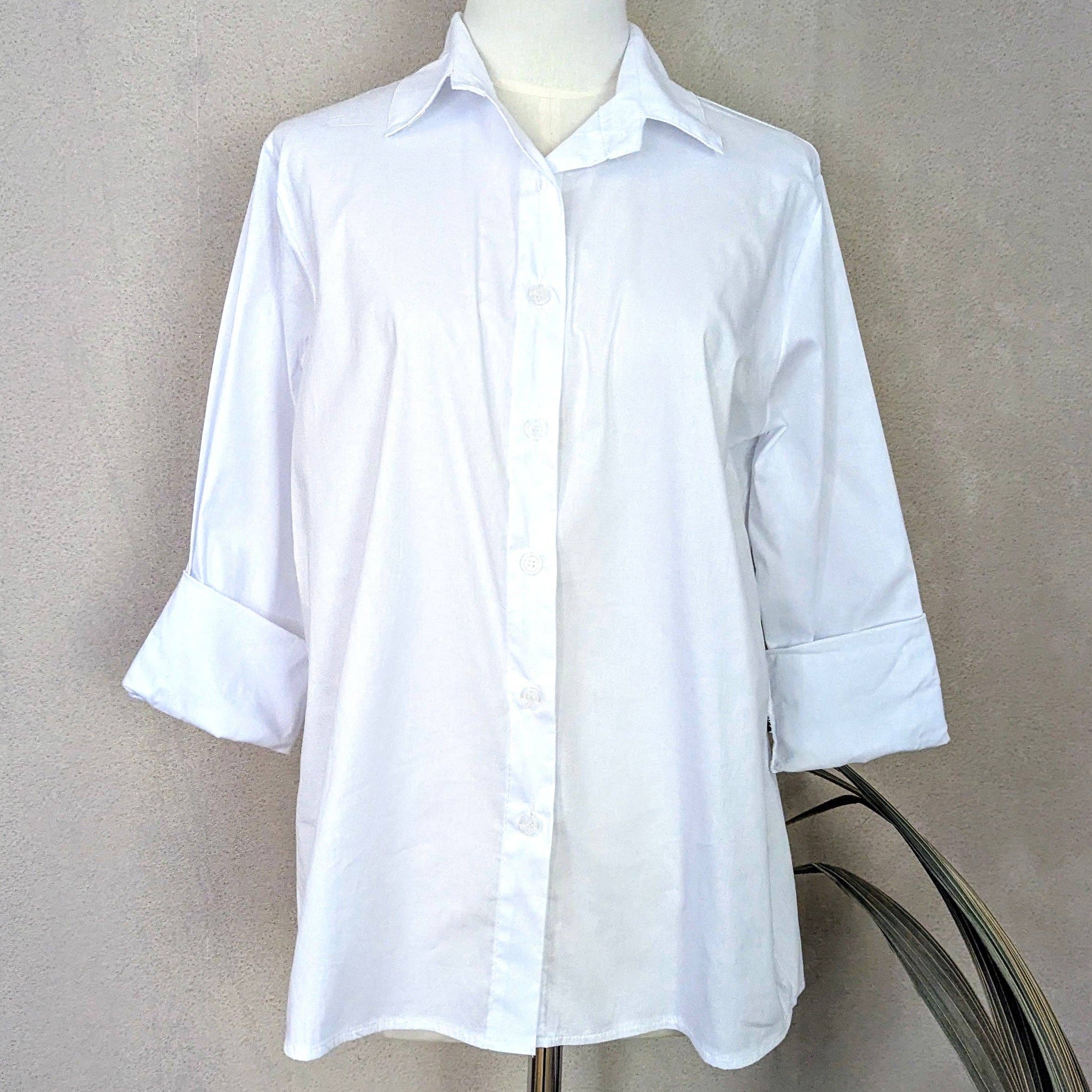 Tempest Designs – wholesale Buttoned-down shirt – Women's – Plain white cotton shirt (S)0