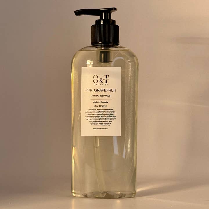 Nettoyant pour le corps au pamplemousse rose 240 ml pour la vente par Oak & Tonic Organics