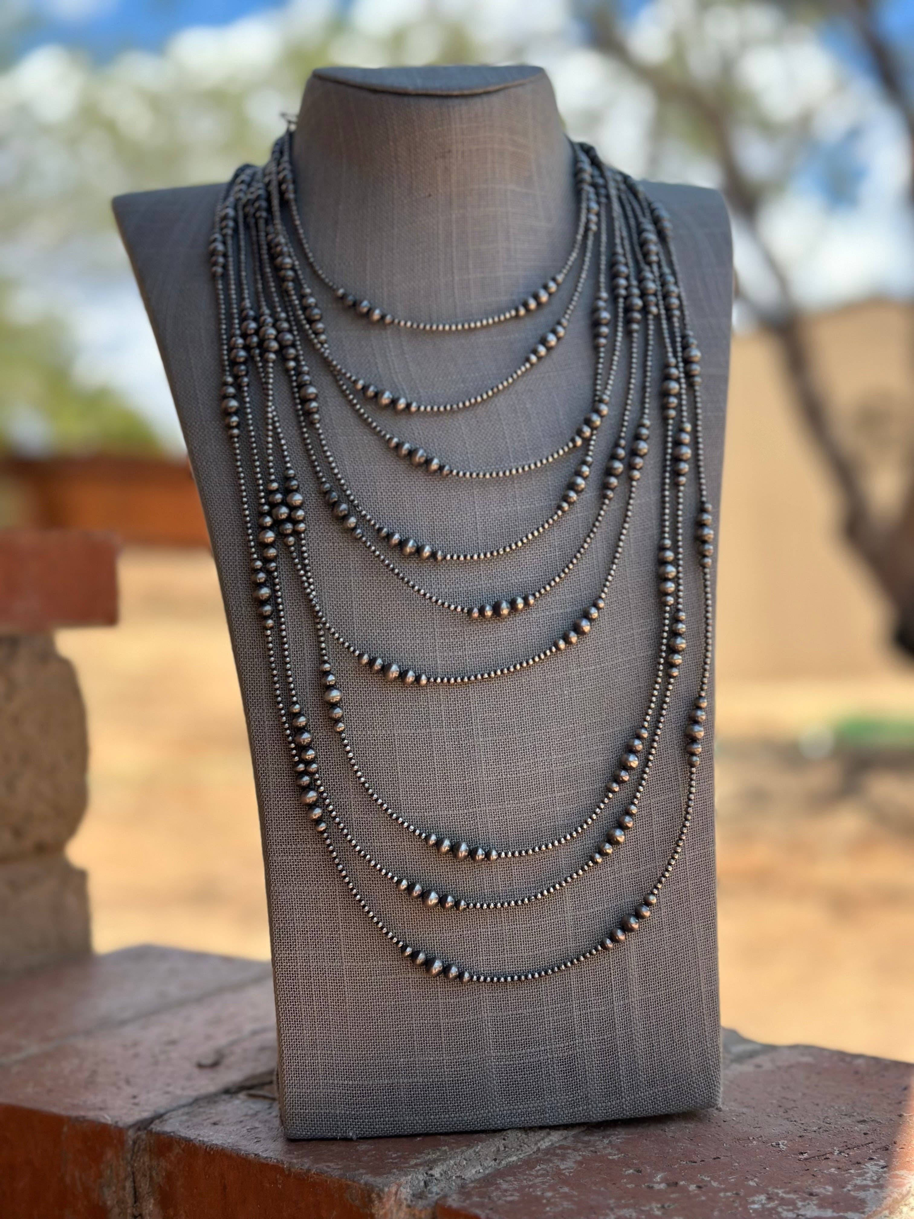 Nizhonitradersllc - Wholesale Beaded/Pearl Necklace - Handmade Graduated Sterling Silver Graduated Bead Beaded Necklace7