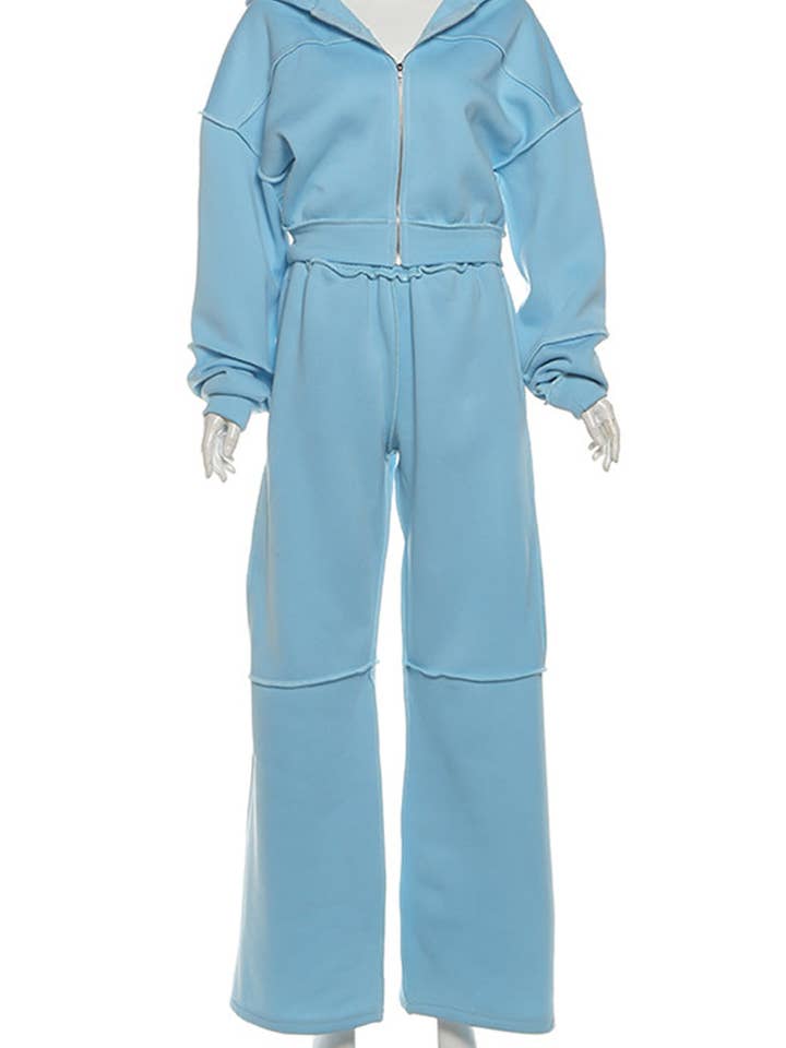 Mccolin - Wholesale Top & Pant Set (NOT Loungewear) - Women's - Hooded Two-Piece Wide-Leg Pants Set4