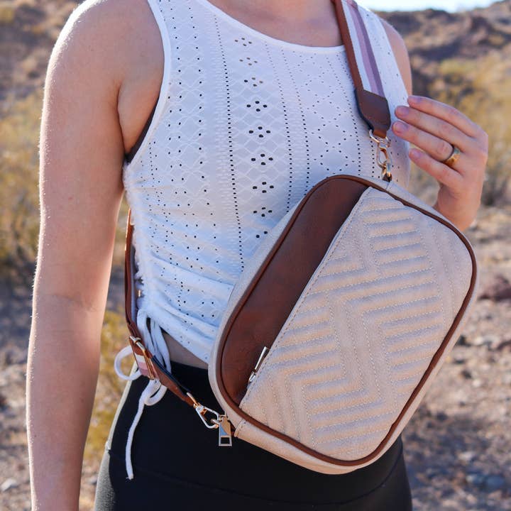Starr Handbag Cross Body | Latte for wholesale by Seriously Shea
