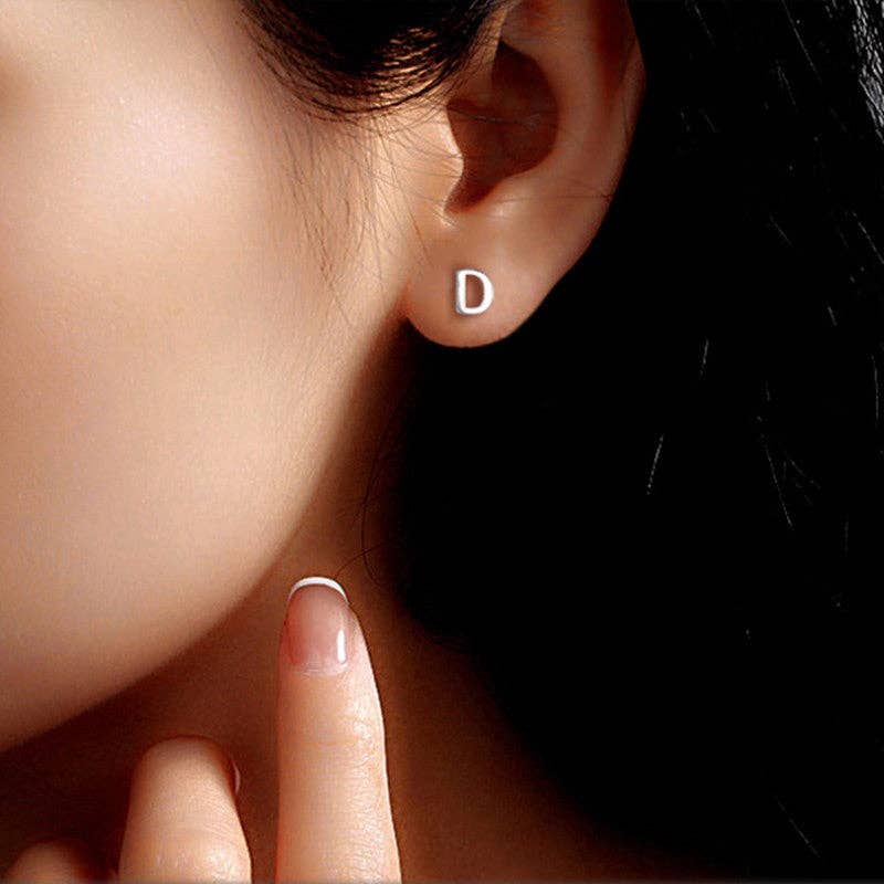 Perimade & Co. LLC - Wholesale Stud/Post Earrings - Dainty Initial Letter Stud Earrings in 925 Sterling Silver3