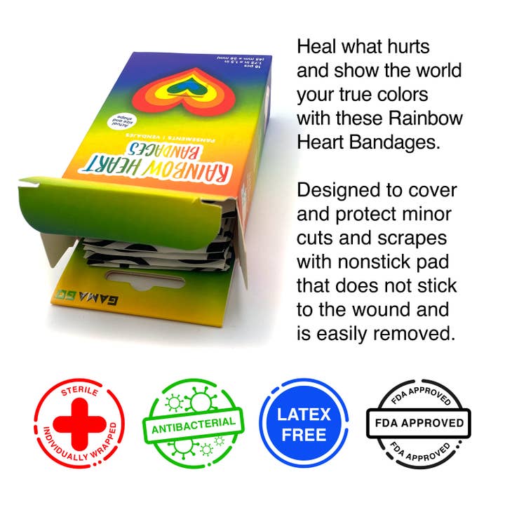 AQUARIUS, GAMAGO, ICUP, & ROCK SAWS by NMR Brands - Vente Pansement/bandage – enfant et bébé - Bandages adhésifs Rainbow Heart2