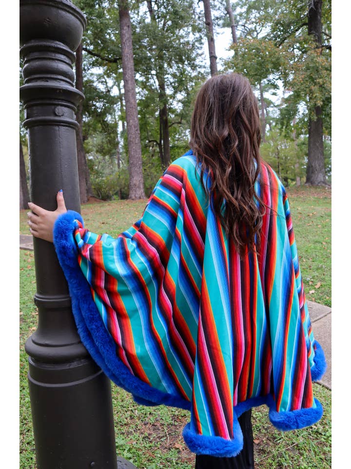 MK135 Lubbock Fur Trim Poncho - Serape for wholesale on Faire