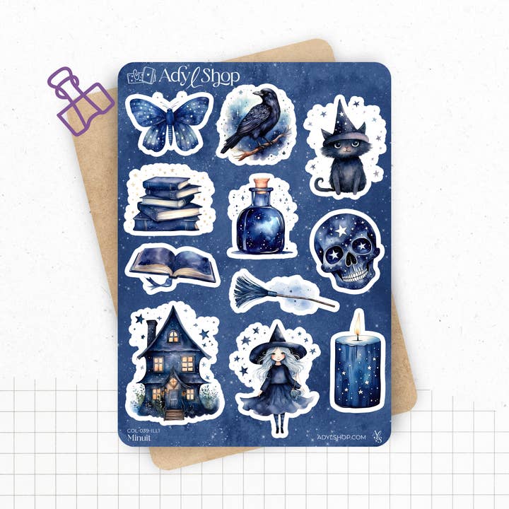 Klistermärkesark "Midnatt" - Halloween, trolldom för wholesale av AdyLShop