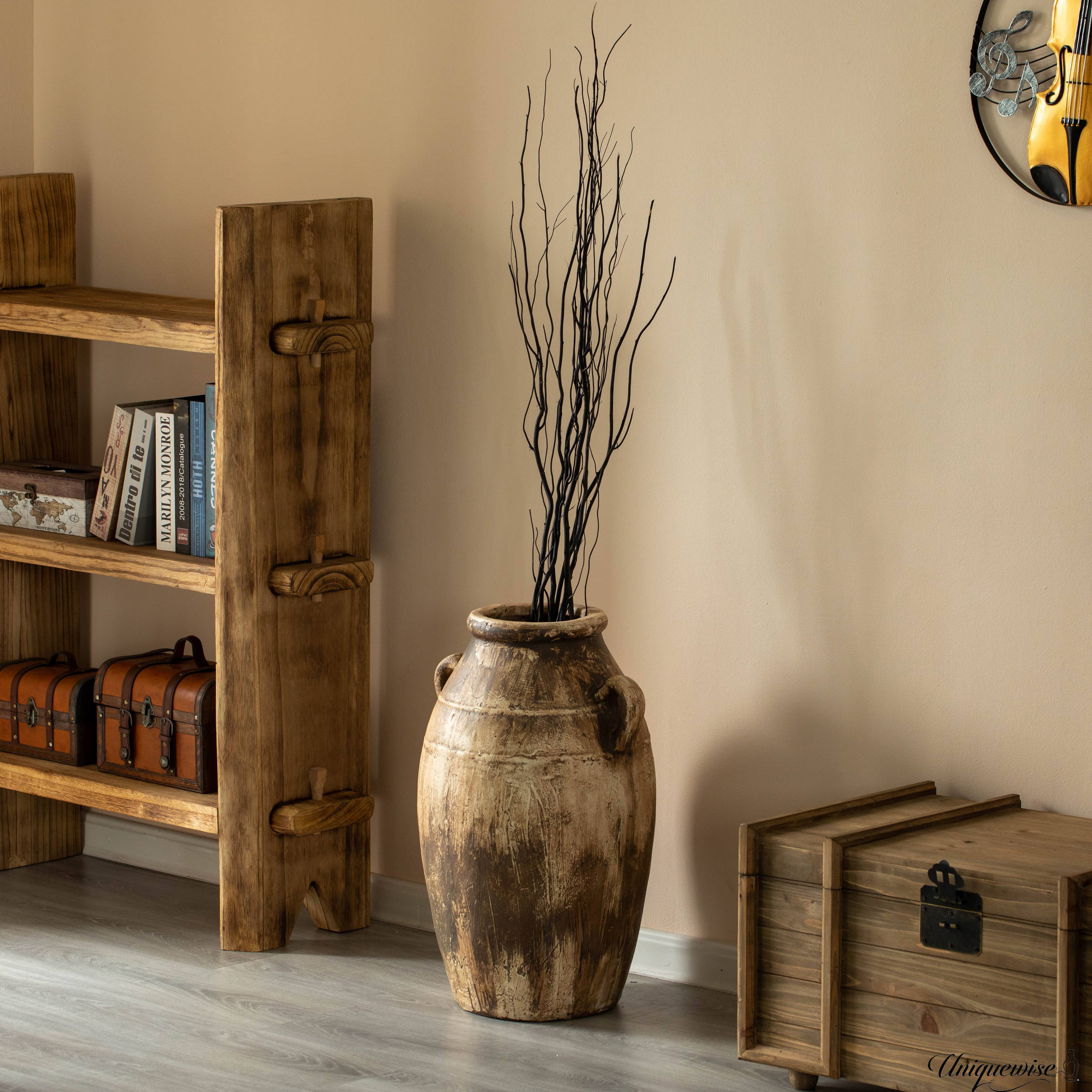 Quickway Imports – wholesale Vase – 23-Inch Brown Antique-Inspired Fiberglass Tall Floor Vase4