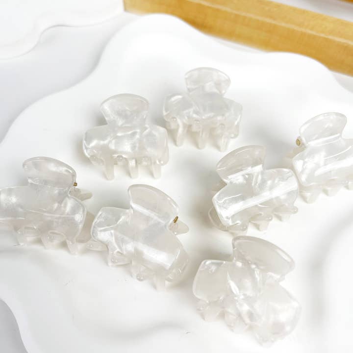 White Cute Mini Square Hair Claw Clips for wholesale on Faire5