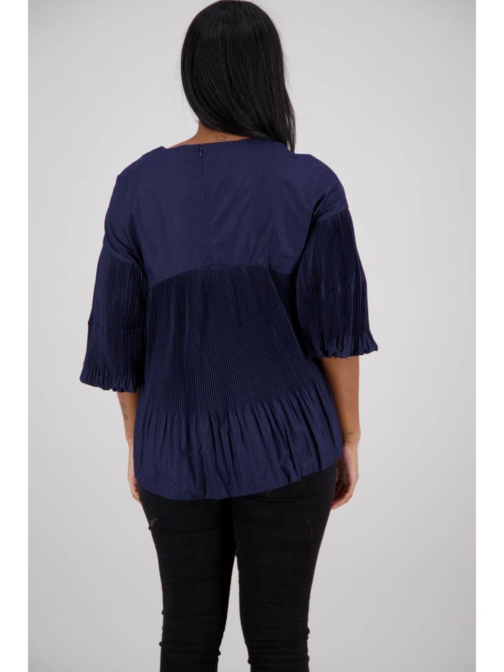 Advance Apparels - Wholesale Blouse - Women's - Back-Zip Accordion Top SW-59726