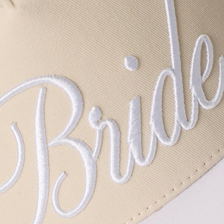 WHITE BRIDE Embroidered Canvas Two-Tone Trucker Hat for wholesale on Faire3