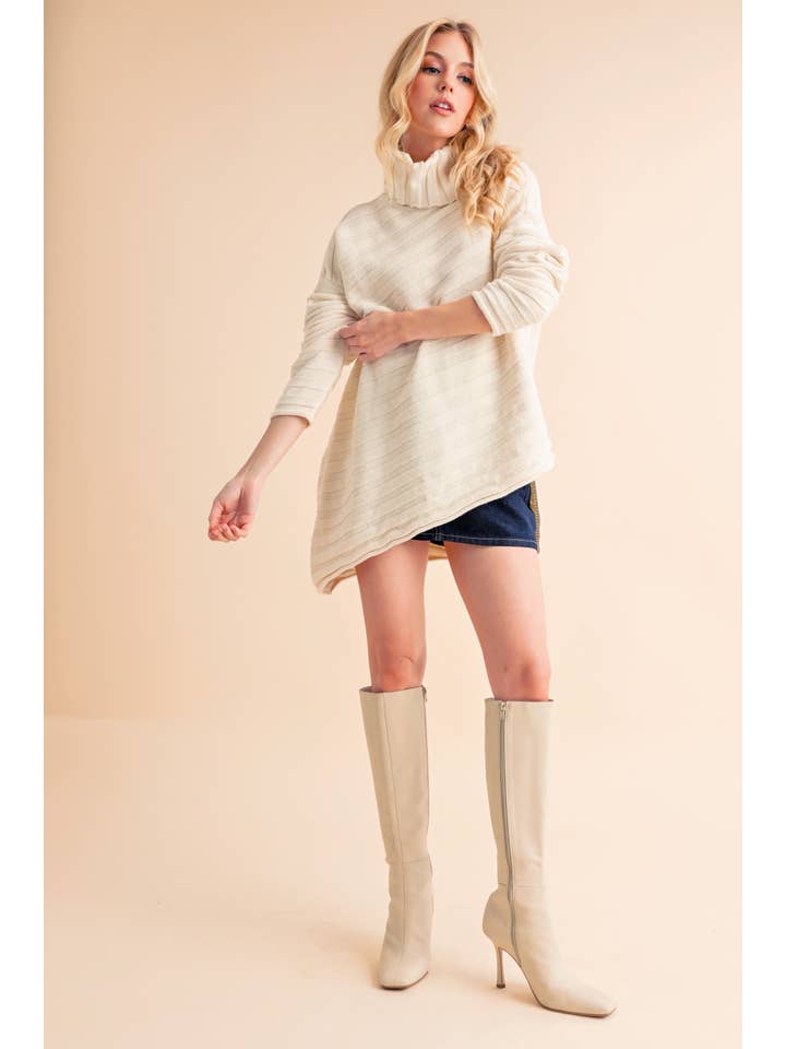 AEMI + CO - Wholesale Knit Sweater - Women's - 3272FK Halee Asymmetrical Turtle Neck Sweater 522