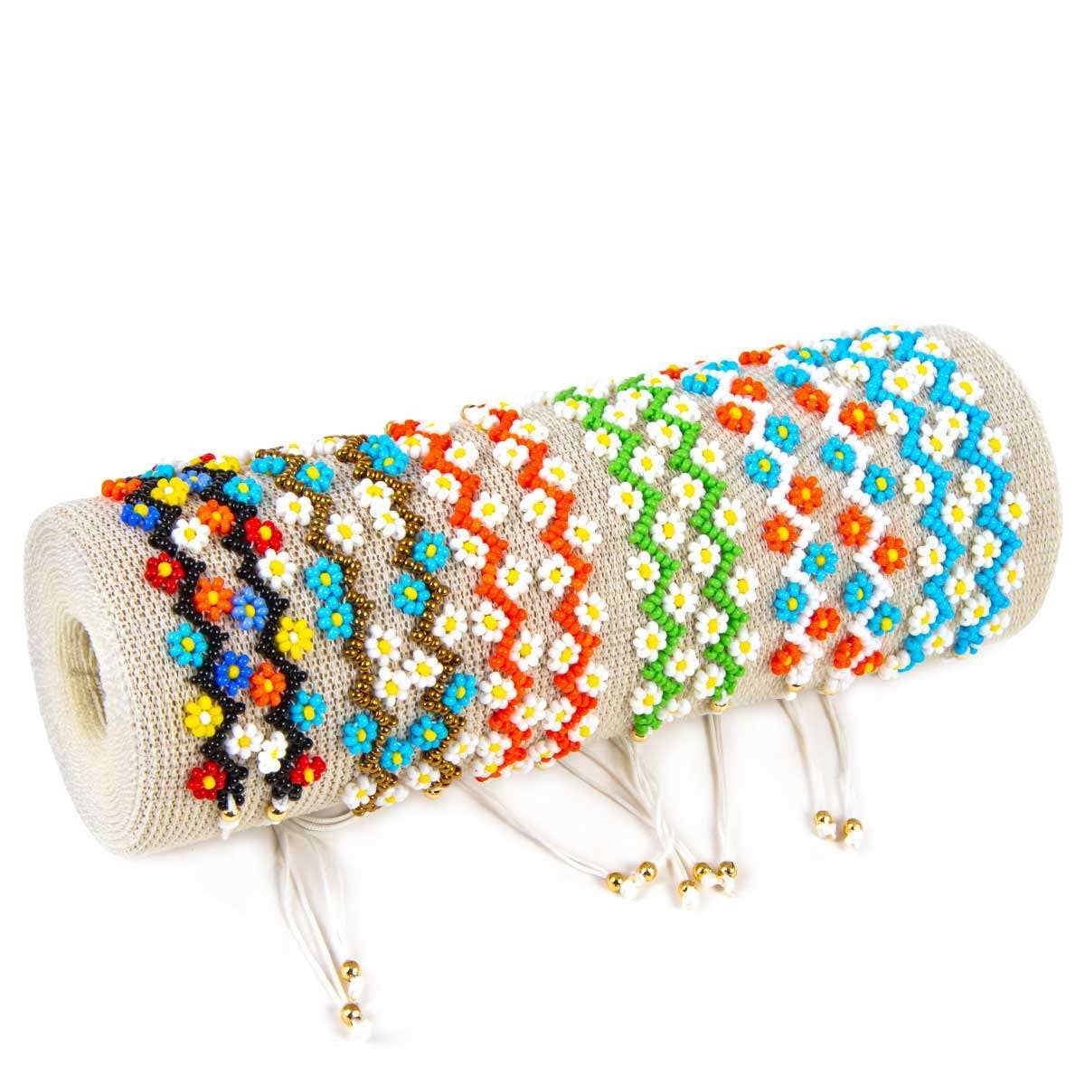 CRETE TRADING INC - Wholesale Beaded Bracelet - Miyuki Colorful Floral Beaded Adjustable Bracelet0