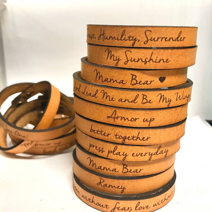 New Market Farmhouse - Wholesale Bangle Bracelet - Custom Thin Leather Bracelet