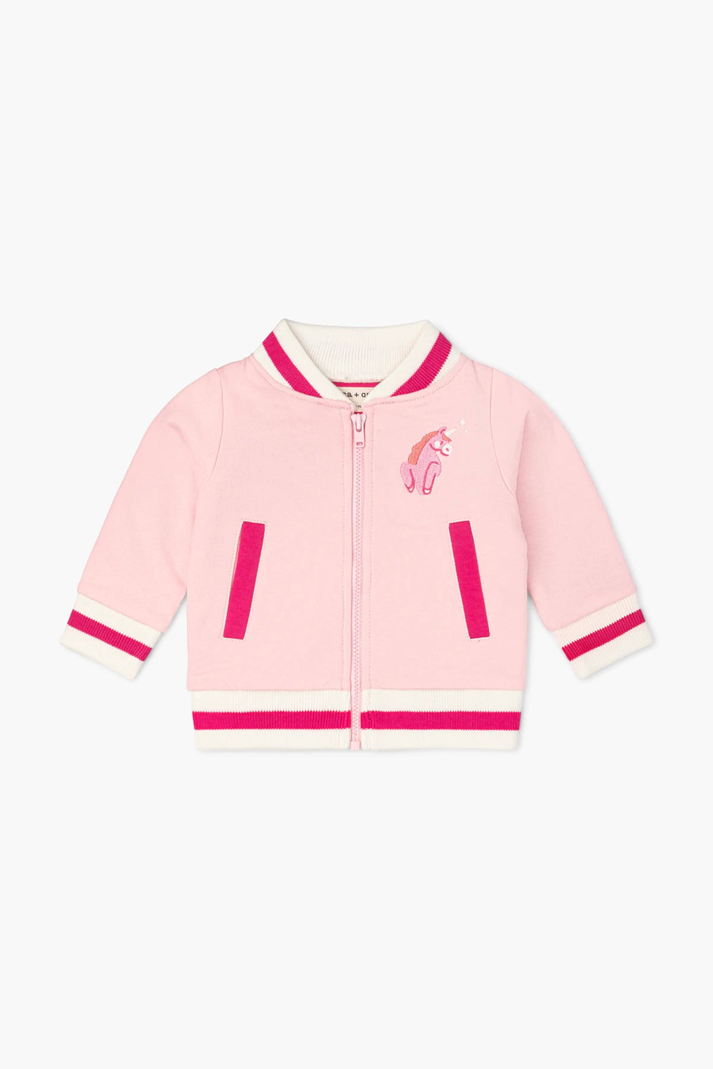 Monica + Andy - Wholesale Bomber Jacket - Kids - Zip Bomber Jacket_Pink Unicorns1