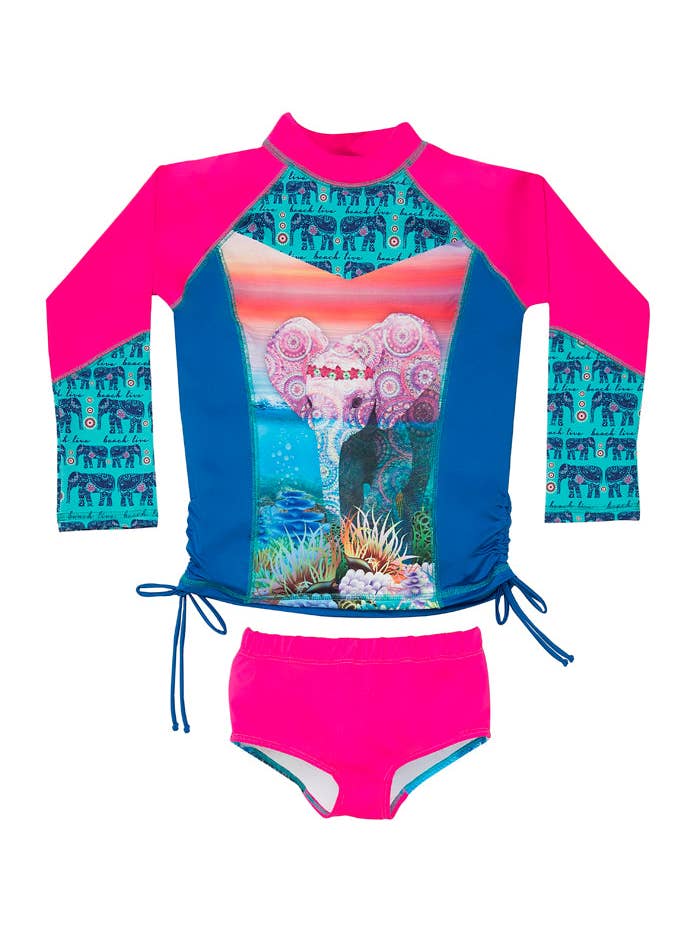 Long Sleeve Swim Set:
Rash guard with side-tie gathering de for wholesale by Color Fingers