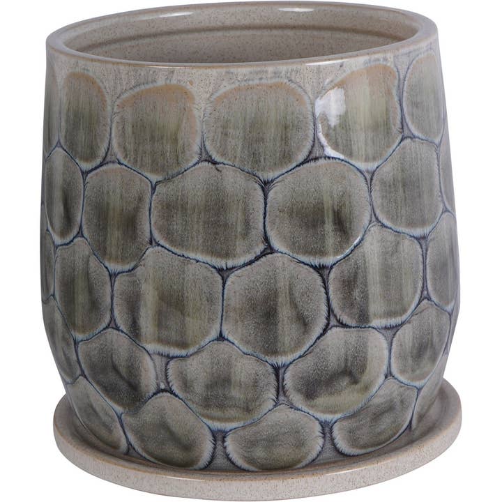 Fioriera in ceramica Armadillo Azure con base media per la vendita all'ingrosso da parte di The Libra Company