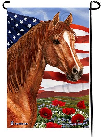 Quarter Horse Sorrel - Patriottische bloementuinvlag voor wholesale door Pet Gifts USA, LLC