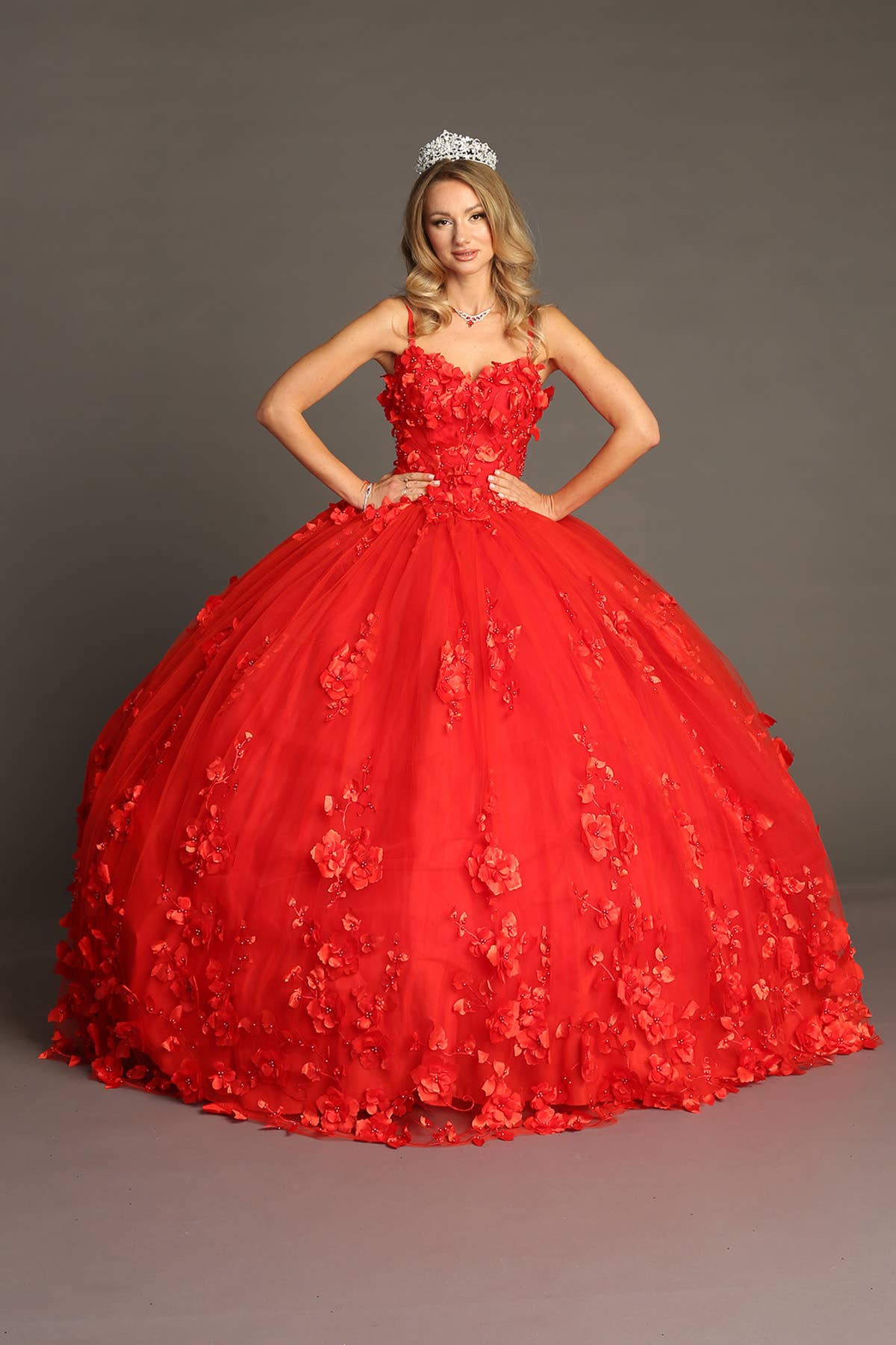 Chicas – Vestido comprido - Mulher por atacado – Vestido de Quinceanera com Flores e Capa com Abertura CHF301822