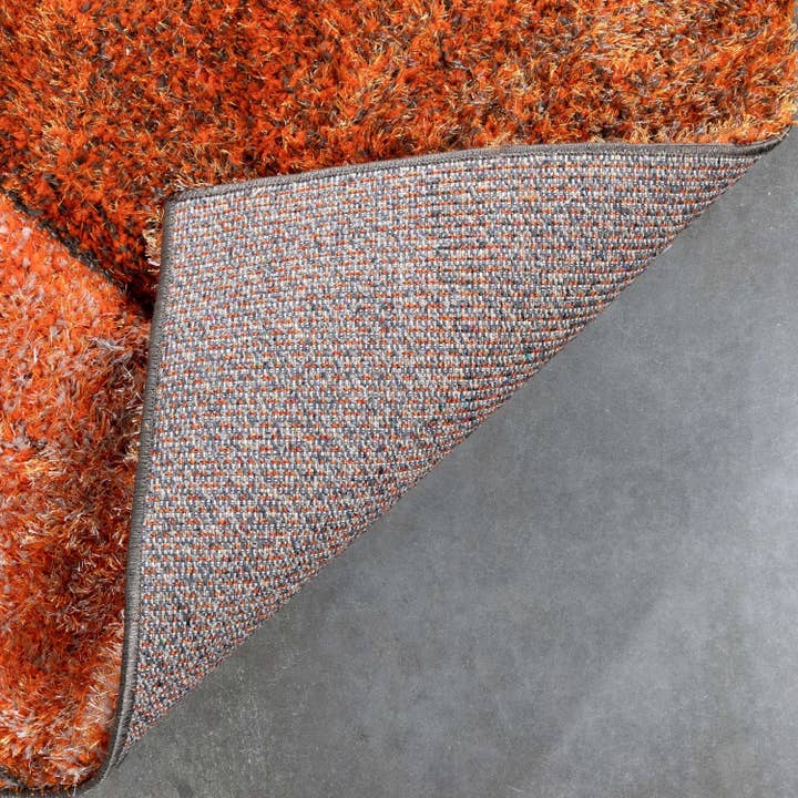 Well Woven - Wholesale Area rug - Luz Modern Geometric Grey Orange 3D Textured Thick & Soft Shag Rug7