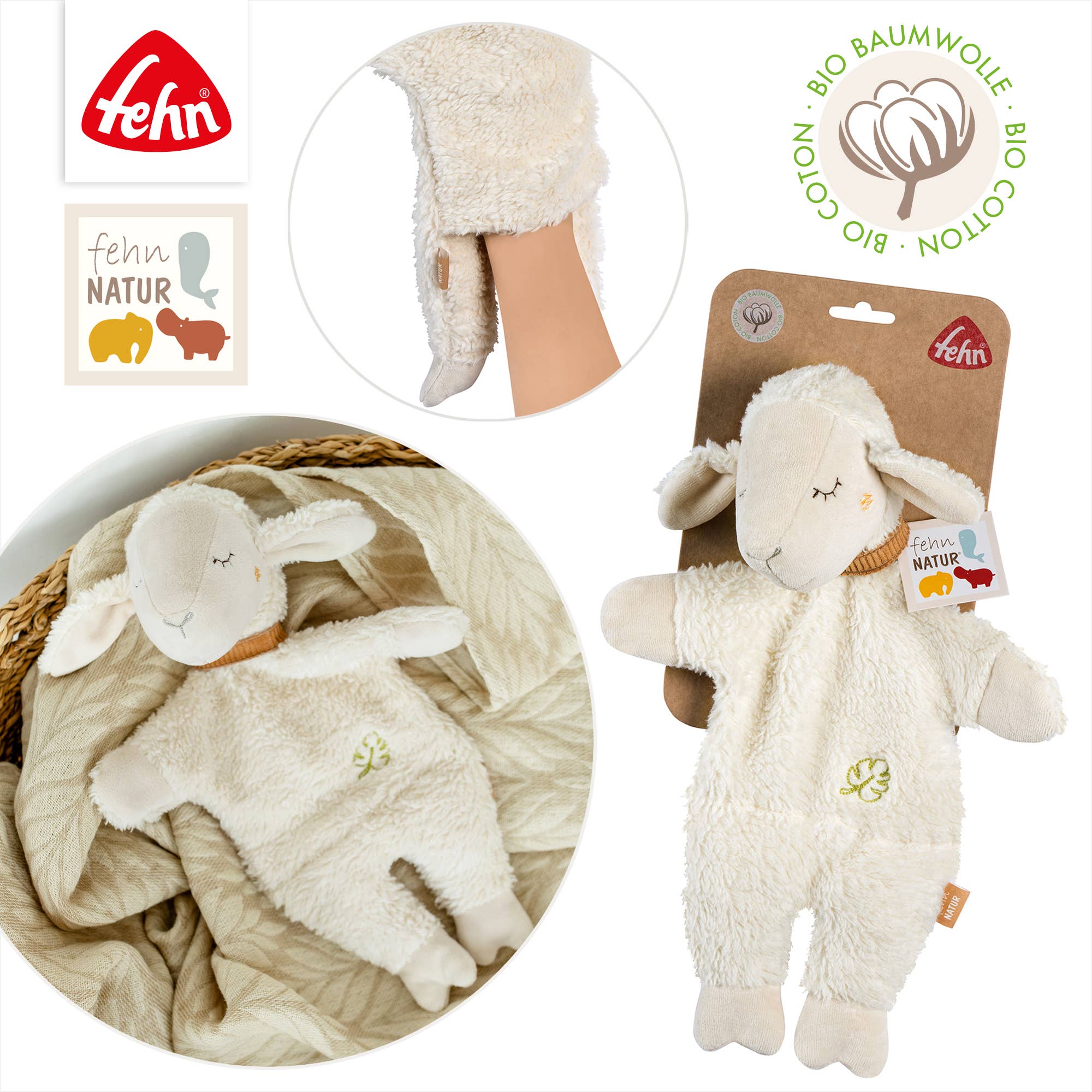 Fehn – Peluche - Crianças e bebés por atacado – Fantoche de Mão Nature Sheep - Amigo de Brincar e Bicho de Pelúcia4