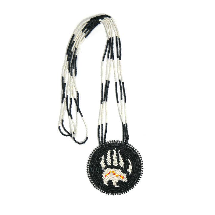 Native American Style Beaded medallions Black Bear paw for wholesale by KANGURAH