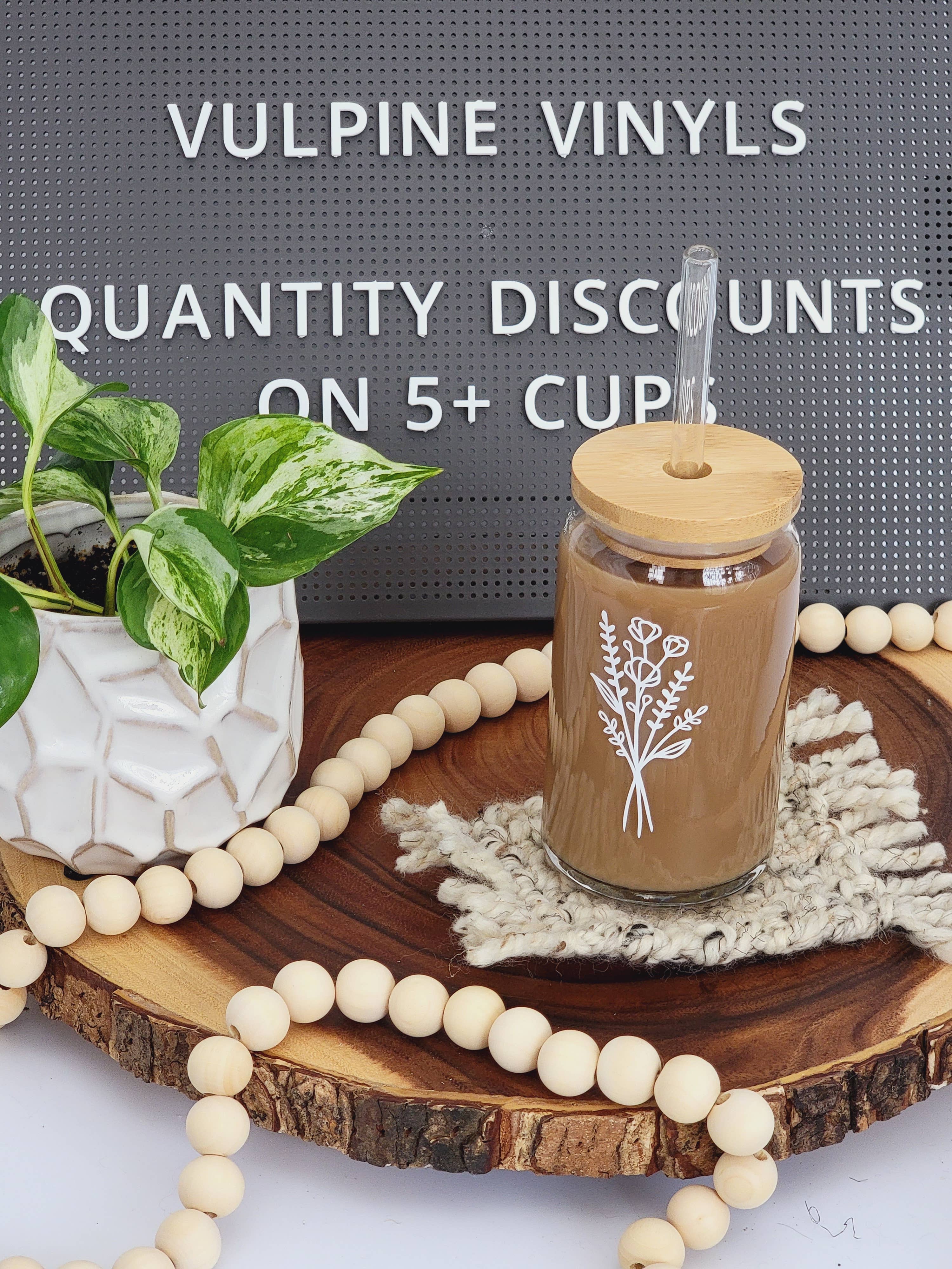 Vulpine Vinyls - Vendita all'ingrosso Bicchiere/tazza - Tazza da caffè ghiacciata con fiori selvatici da 16 o 20 once4