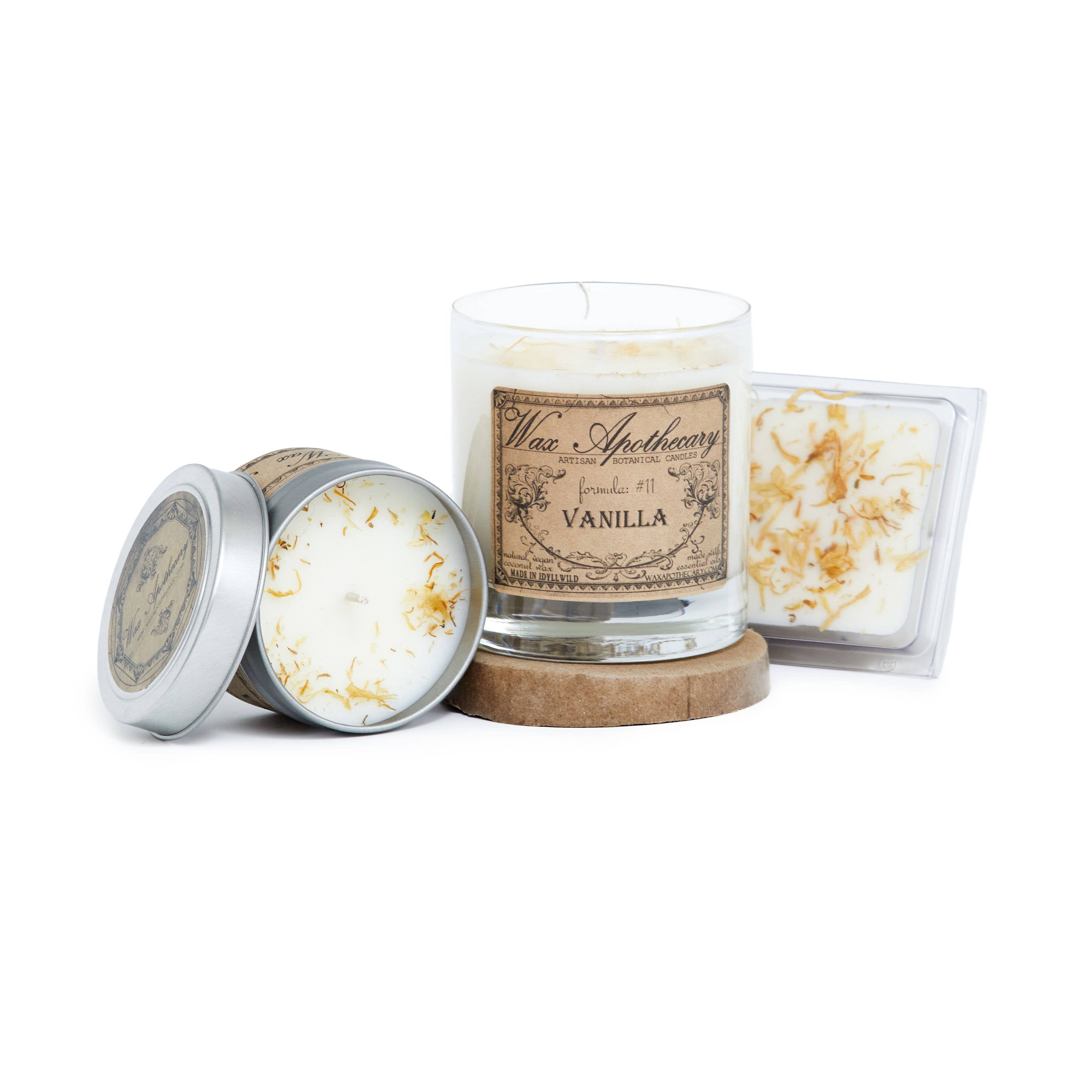Wax Apothecary – wholesale Burkljus – Vanilj botaniska ljus i Scotch glas med presentförpackning 7oz5