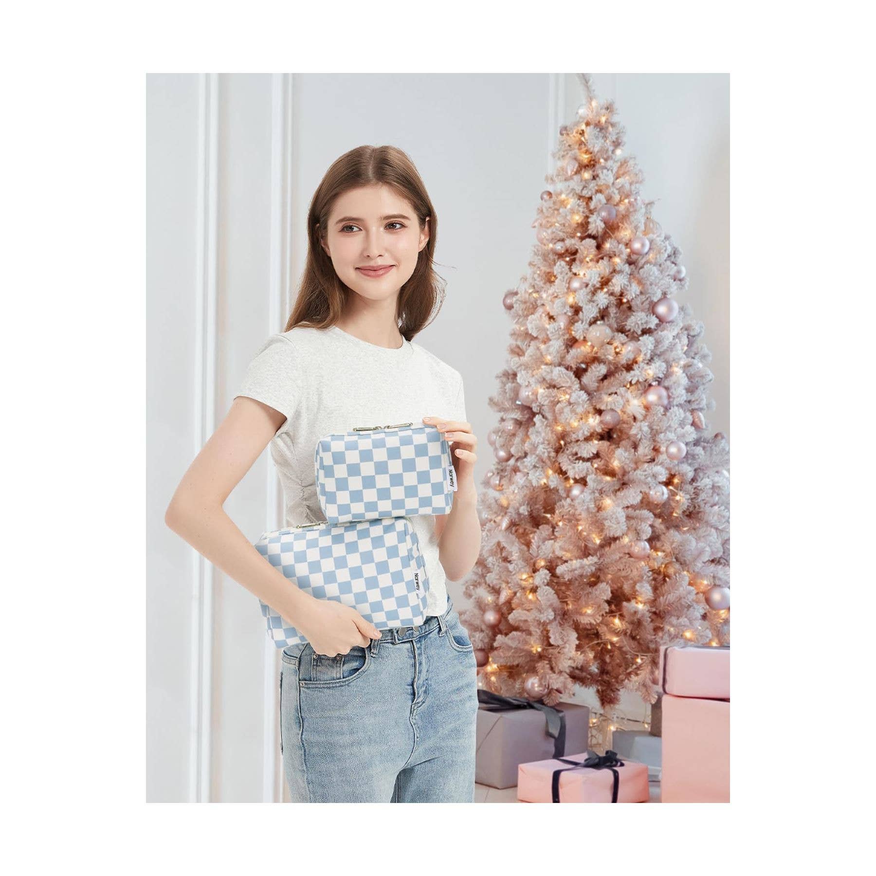 wandf - Wholesale Makeup/Cosmetic Bag - Checkered Makeup Bag Travel Cosmetic Bag Organizer Toiletry80