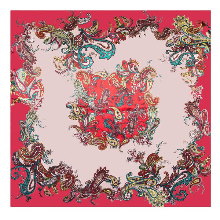 Red Zoé Large Silk Square for wholesale by ALBERTO CABALE