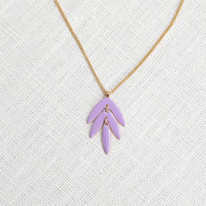 Necklaces Exotica lilac leaf necklace for wholesale by Olivolga Bijoux