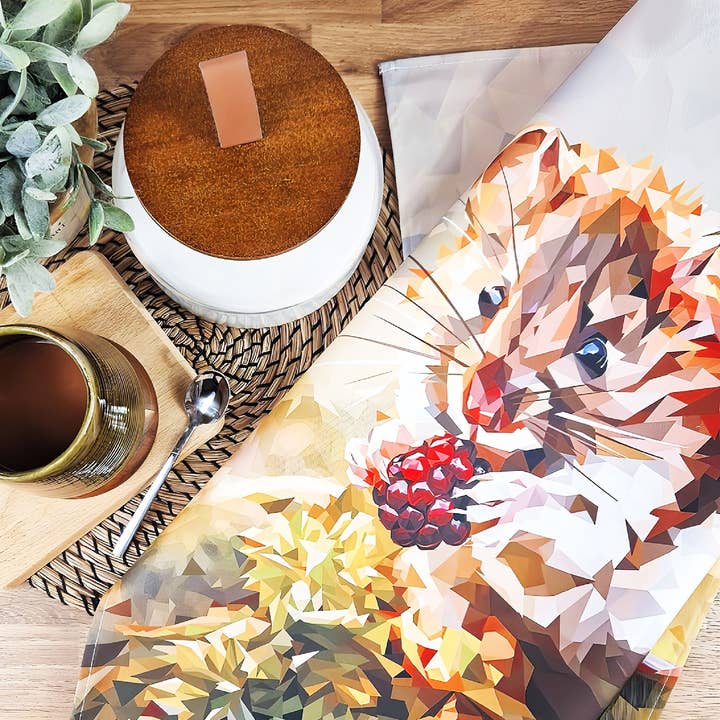 Field mouse tea towel | 100% cotton | Nature design for wholesale by Louise Jennifer Design