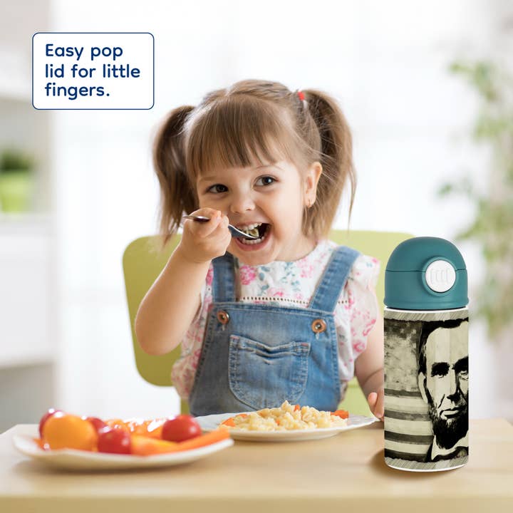 3dRose - Wholesale Water Bottle - 3dRose, Abraham Lincoln - President Abraham Lincoln with American flag in sepia tone colors, Kids Water Bottle7