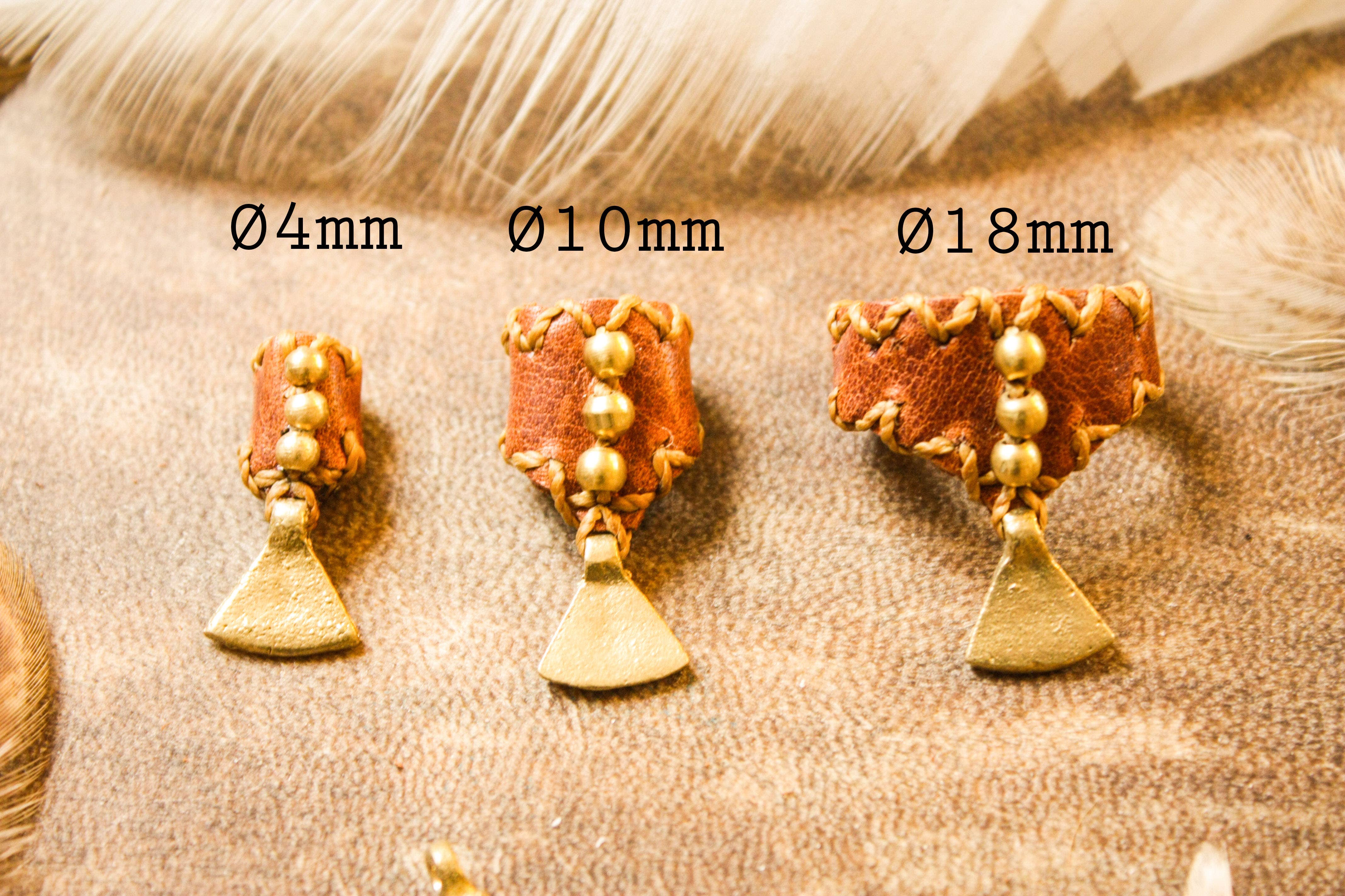 Nomadu - Wholesale Hair Tie - Leather and brass dreadlock bead with charm » Handmade1