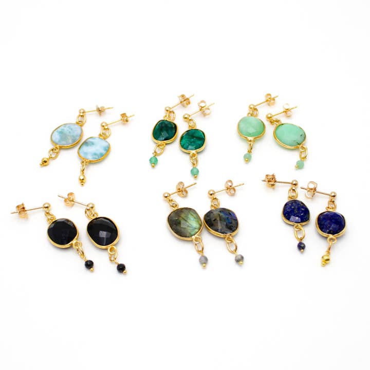 Set of 6 stone earrings - CATHY FROID for wholesale by L'Atelier des Dames
