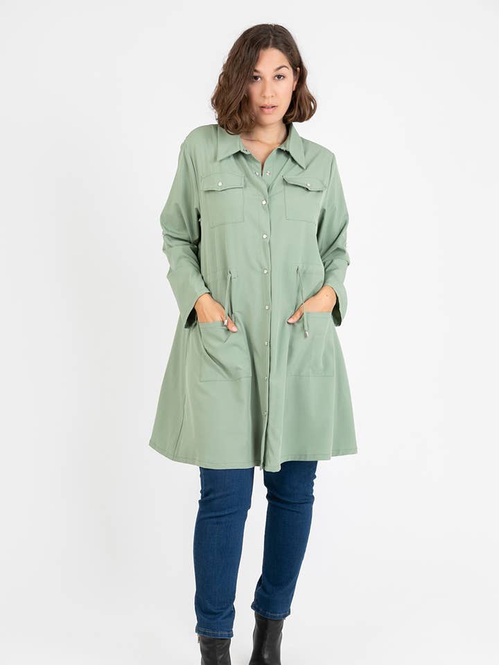 Green plus-size dress jacket (C6525) for wholesale by Pomme Rouge Paris