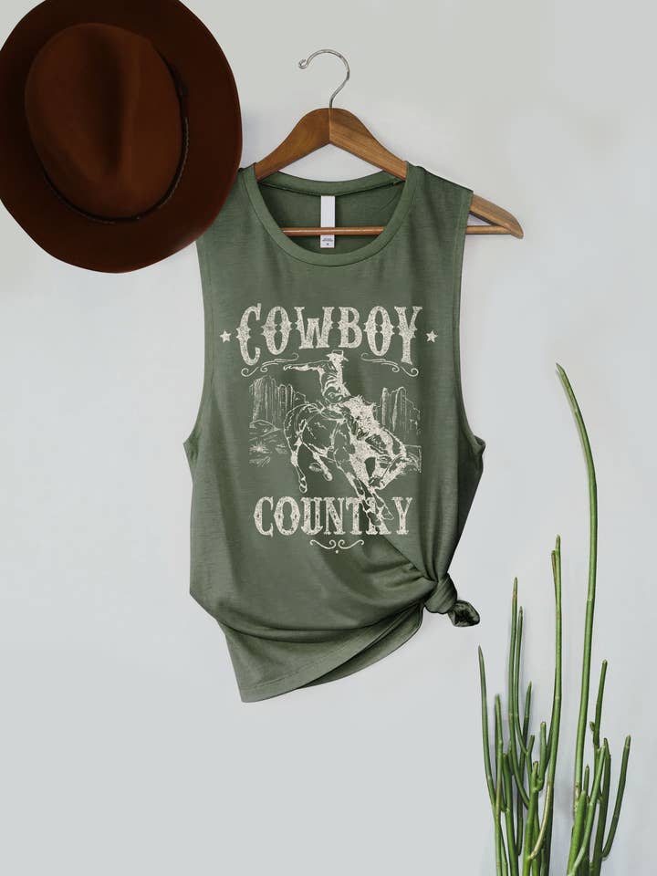 Top de Alças Sem Mangas Gráfico de Rodeio Country Cowboy para Mulher por atacado de PINK NABI