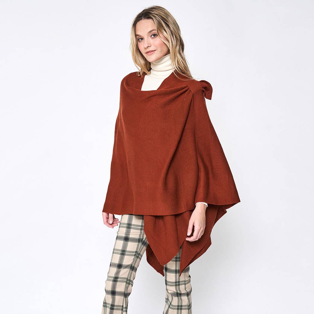 Fashion City - Wholesale Poncho - Women's - Solid Ruana with Shoulder Strap36