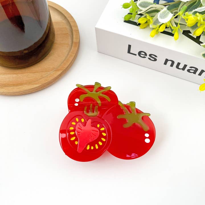 TheDivaSoap - Wholesale Hair clip – Women’s - Three Tomato Claw Clip, Fruit Hair Clip