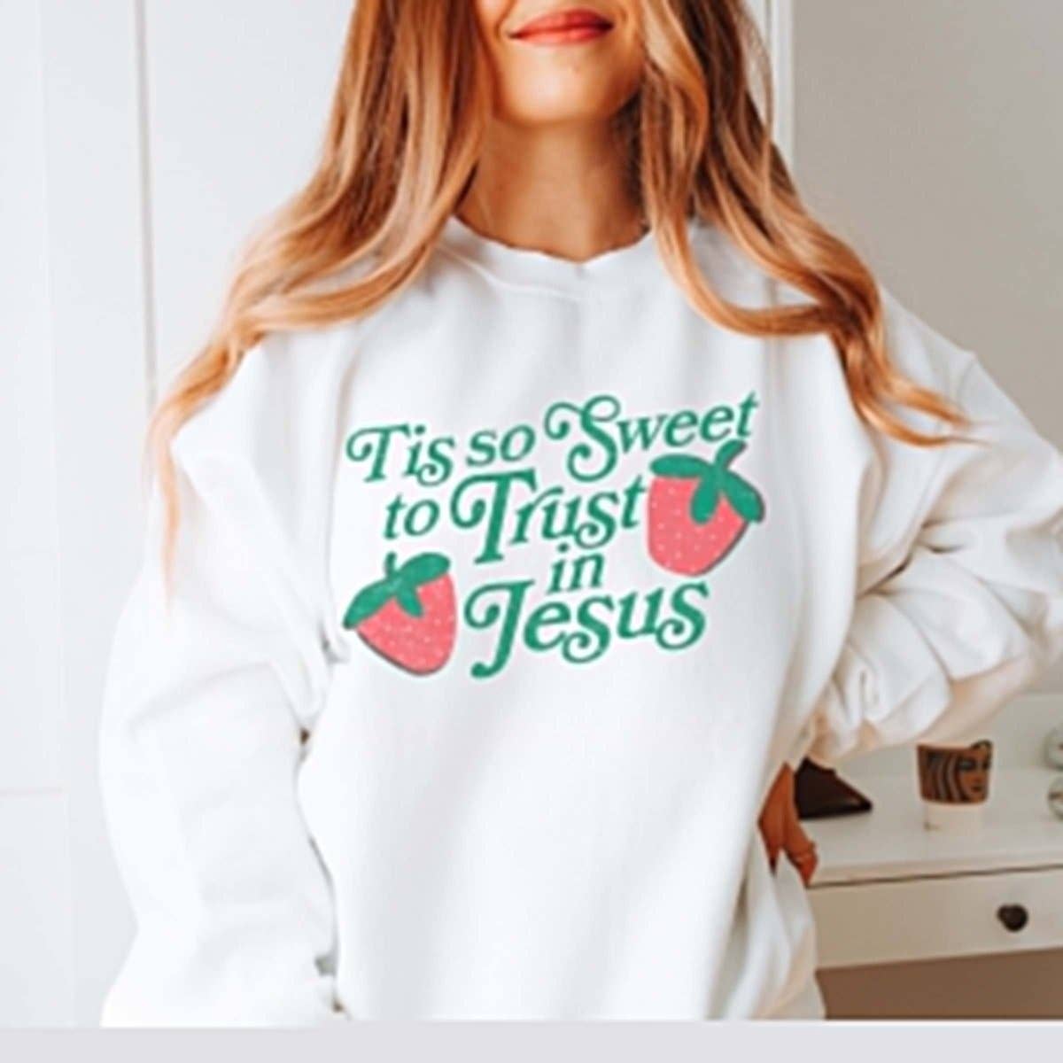 Limeberry Designs - Vendita all'ingrosso Felpa stampata - Donna - Felpa all'ingrosso Tis So Sweet To Trust In Jesus - Spedizione veloce0