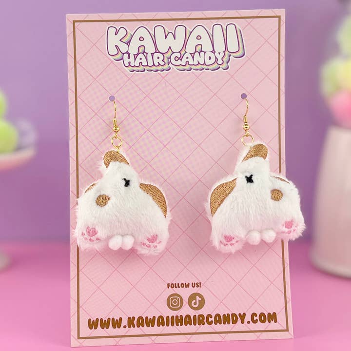 Kawaii Plush Chibi Cat Butt Earrings Funny Cat Lover Gift for wholesale by Kawaii Hair Candy