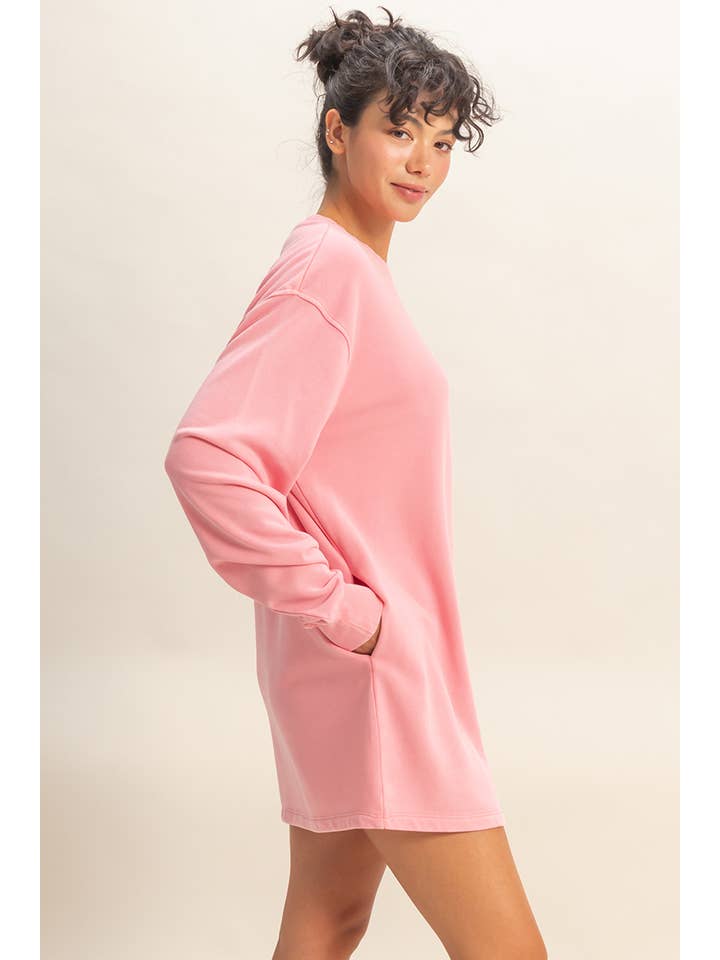 HYFVE – wholesale Dress – Women's – Mineral Washed Oversized Mini Sweatshirt Dress48