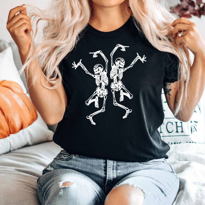 Skeleton Dancing Graphic Tee for Halloween *UNISEX FIT*086 for wholesale by 208T2.0