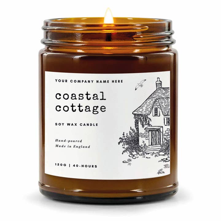 Candle Drop – wholesale Jar/filled candle – Label Style 7 | Wholesale White Label Soy Candle | Amber Jar15